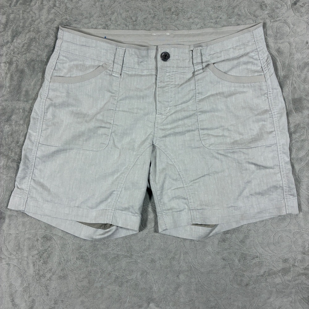 Kuhl Womens Hiking Shorts Size 8 Gray Outdoors Trail Granola Cotton Linen Blend